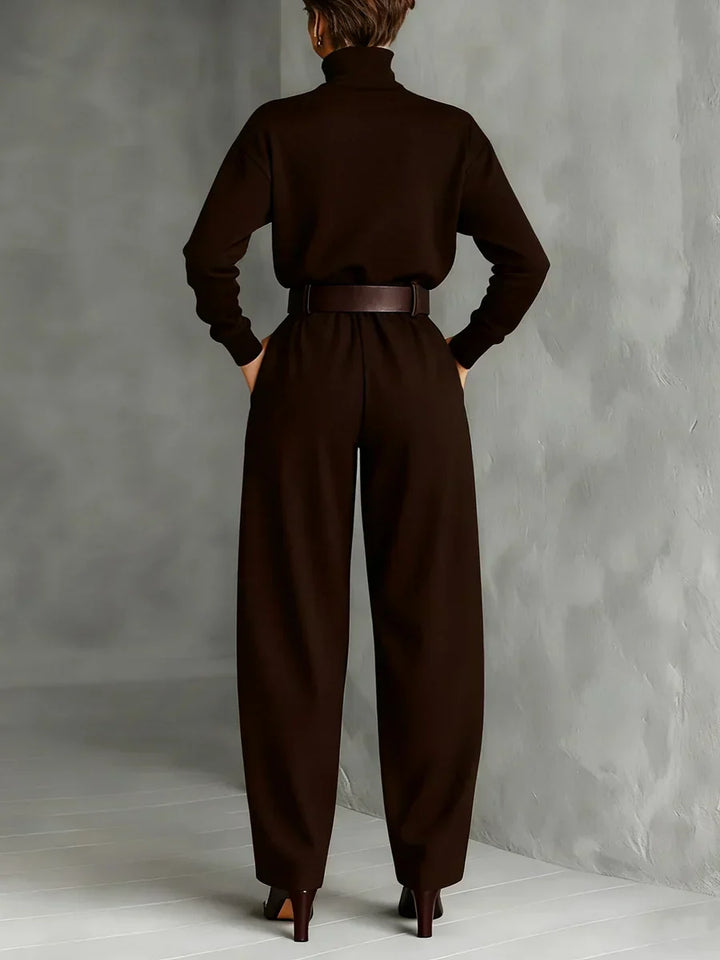 Jessica™ Elegant Top &amp; Straight-Leg Pants Set | Fitted Turtleneck and Tailored Trousers