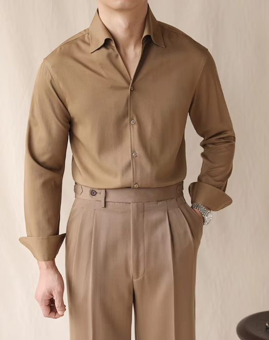 Slim Fit Dress Shirt | Soft Drape Viscose | Spread Collar