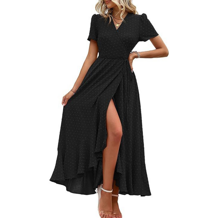 Marjorie™ | Cozy Summer Wrap Ruffle Hem Split Maxi Dress