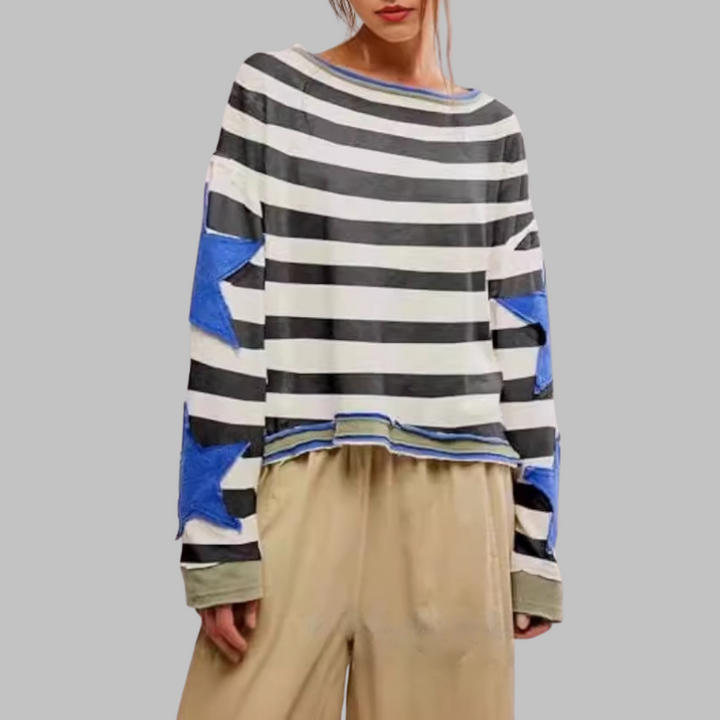 Petit Casual Summer Loose Long-Sleeve Streetwear Top | Lightweight Summer Top