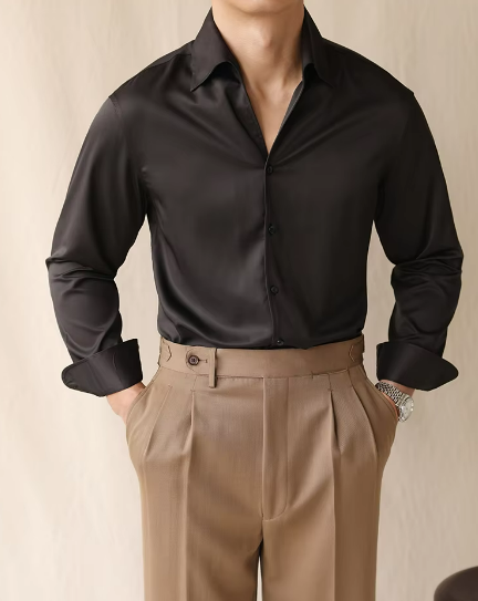 Slim Fit Dress Shirt | Soft Drape Viscose | Spread Collar