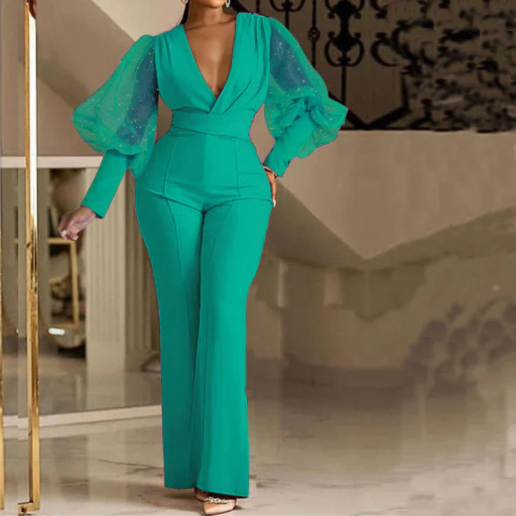 Mikaela™ Elegant Jumpsuit | Embellished Wrap-Front Jumpsuit