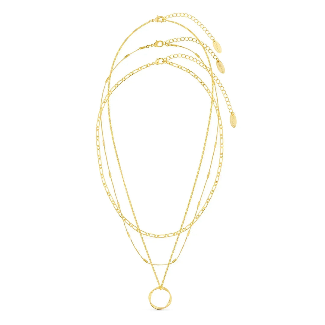 Three-Row Open Circle Necklace | White Gold