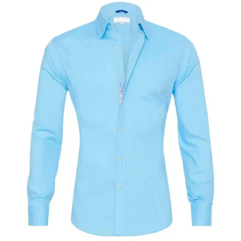 Stretch Button-Up Shirt | Slim Fit with Roll-Up Sleeves
