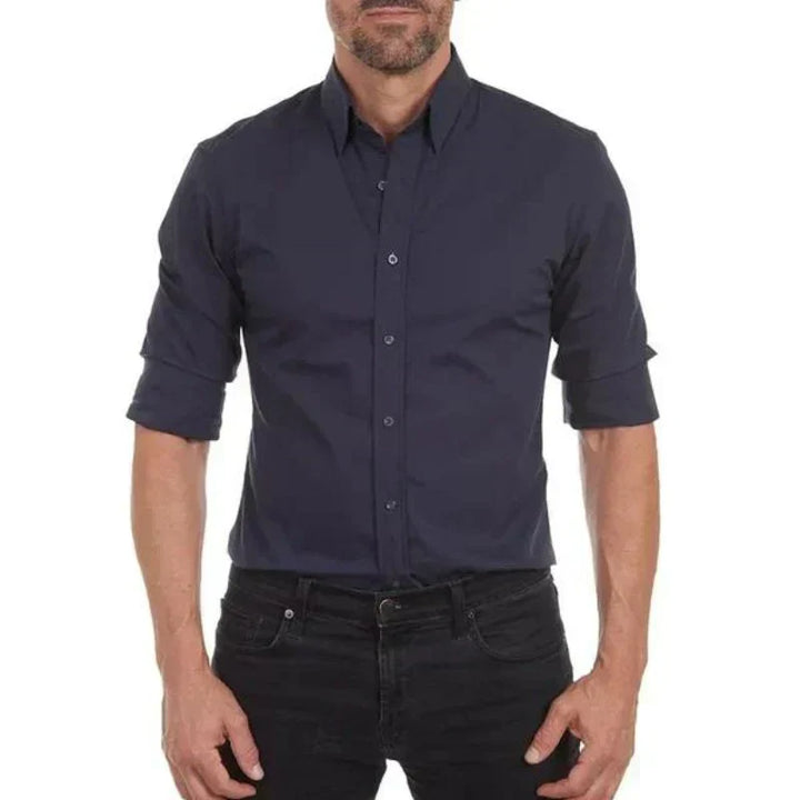 Stretch Button-Up Shirt | Slim Fit with Roll-Up Sleeves