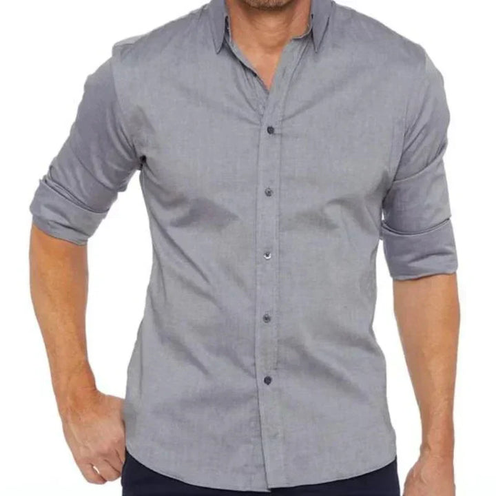 Stretch Button-Up Shirt | Slim Fit with Roll-Up Sleeves