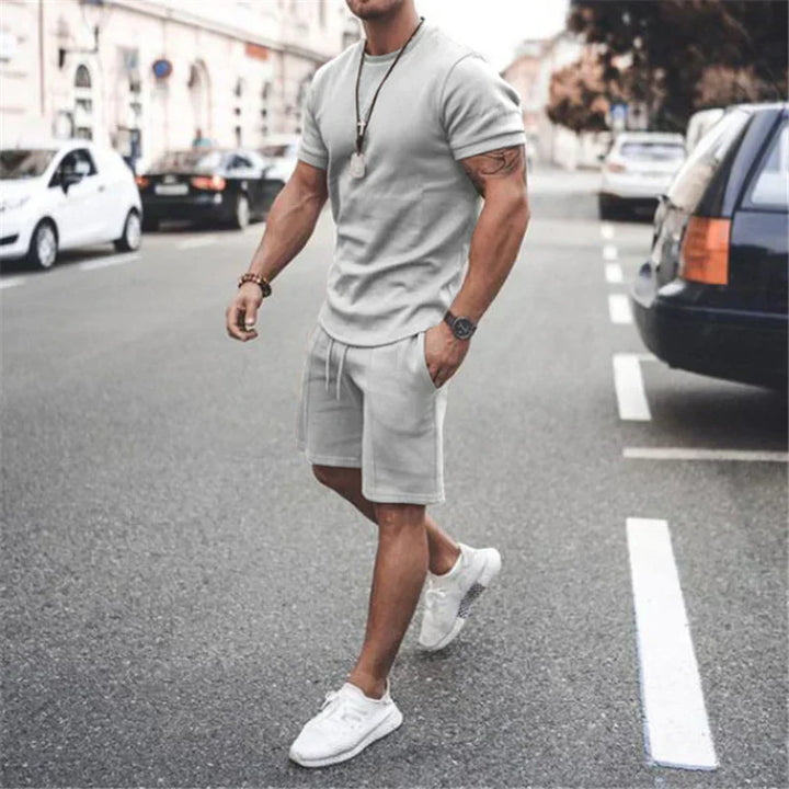 Men’s Crewneck Knit Lounge Set | Short-Sleeve Top & Casual Shorts