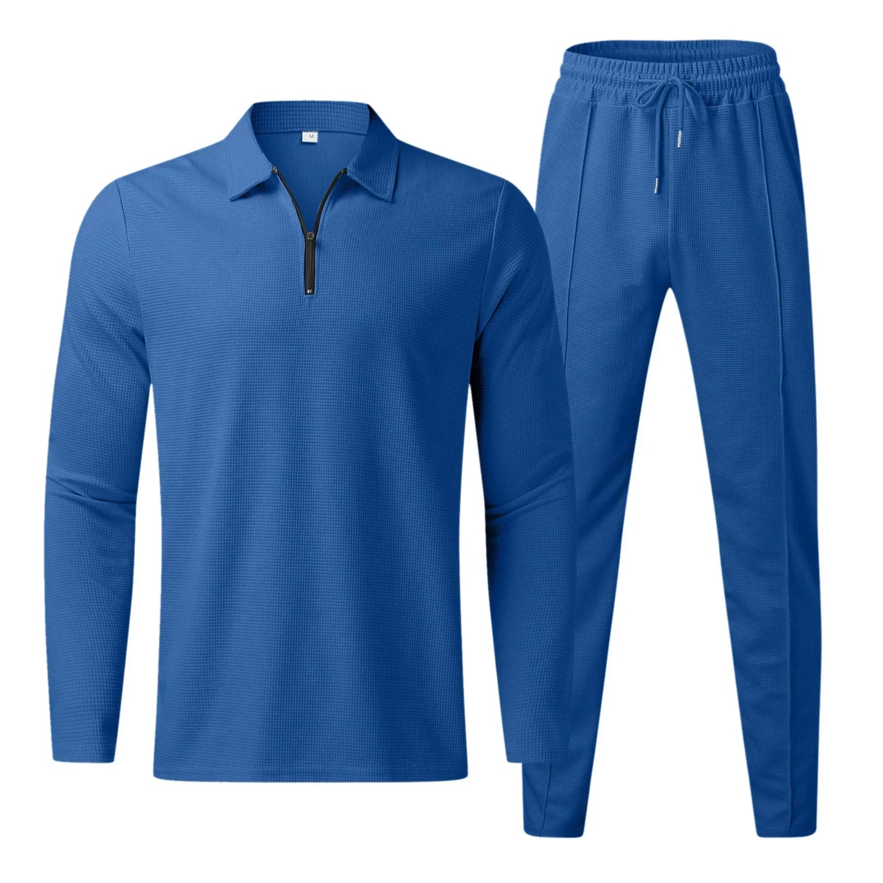 Men’s Waffle Knit Lounge Set | Zip Collar Pullover & Jogger Pants