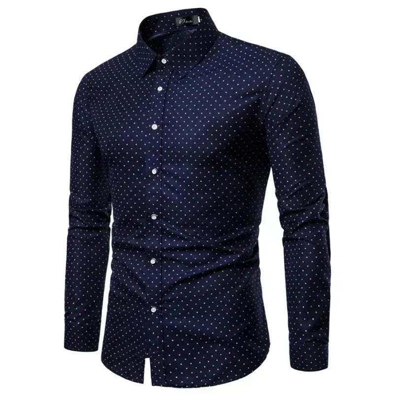 Slim Fit Dress Shirt | Micro-Dot Pattern | Stretch Cotton Blend