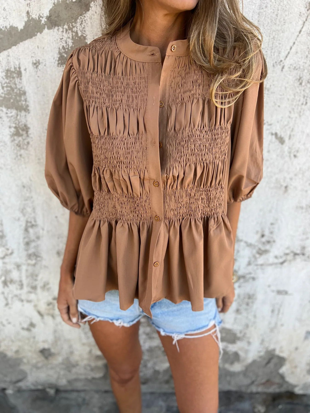 ELIZA™ | Pleated Button-Up Blouse