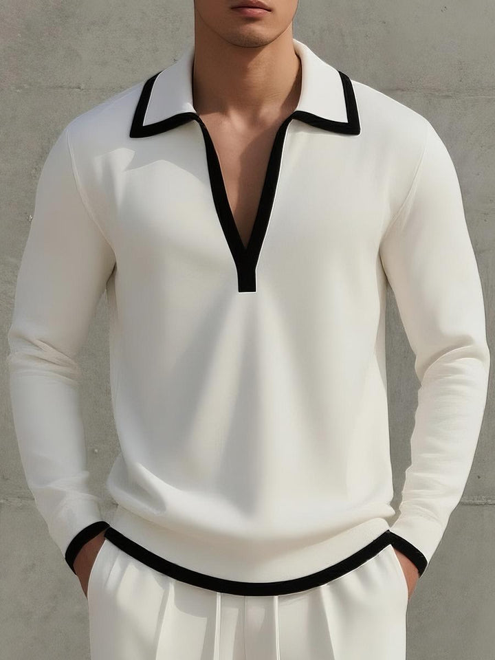 Men’s Collared Knit Set | Long-Sleeve Polo Top & Trousers | Smart Casual Outfit Canada